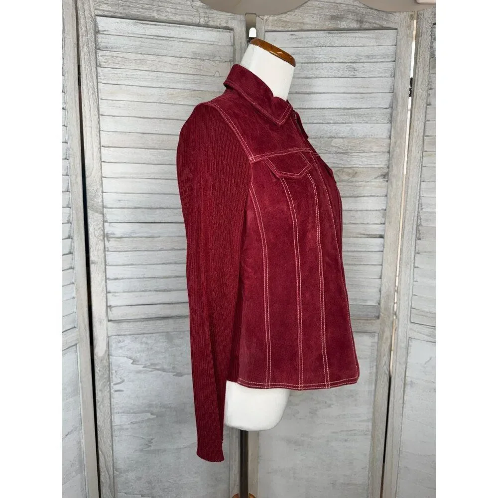 Coldwater Creek Red Suede Lightweight Jacket Women's Size P4